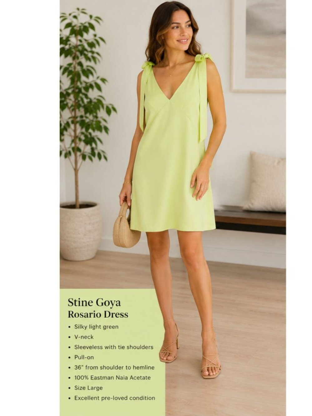 Stine Goya Rosario Dress Kiwi Green Size Large